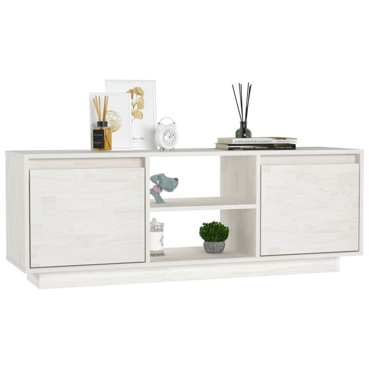 tv-bord 110x30x40 cm massivt fyrretræ hvid