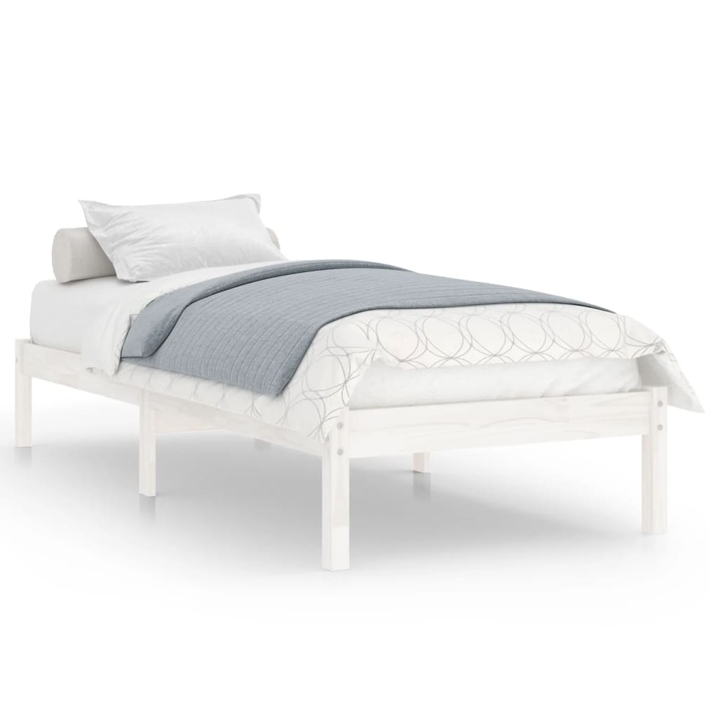 sengeramme 90x190 cm Single massivt træ hvid
