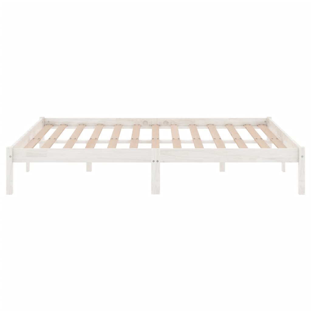 sengeramme 135x190 cm dobbelt massivt fyrretræ hvid