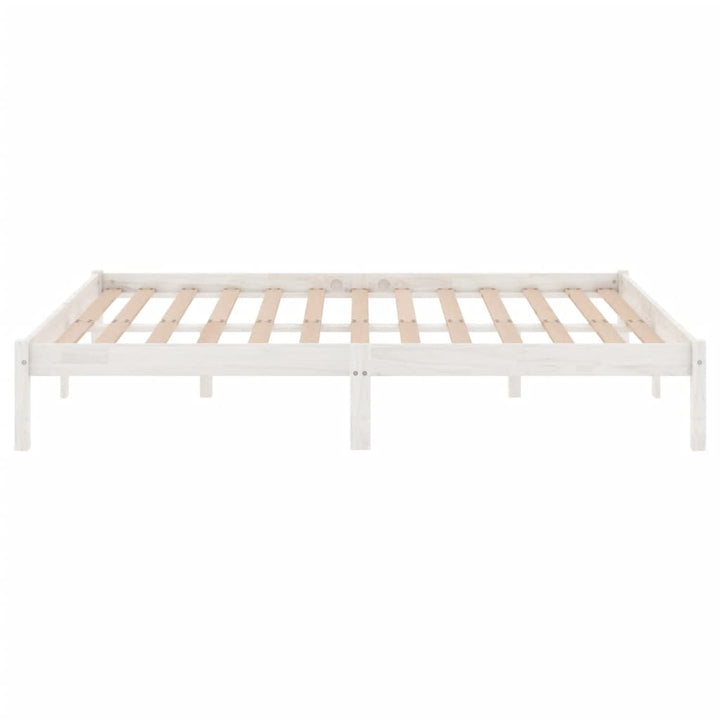 sengeramme 135x190 cm dobbelt massivt fyrretræ hvid