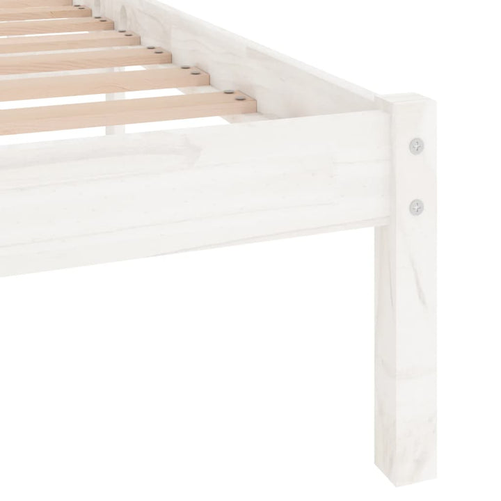 sengeramme 135x190 cm dobbelt massivt fyrretræ hvid
