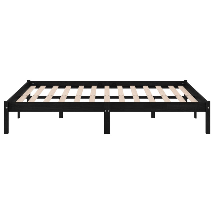 sengeramme 135x190 cm Double massivt fyrretræ sort