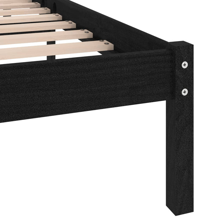 sengeramme 135x190 cm Double massivt fyrretræ sort
