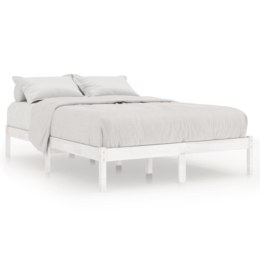 sengeramme 140x190 cm massivt fyrretræ hvid