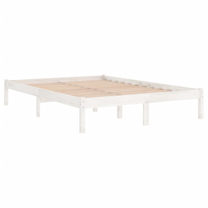 sengeramme 140x190 cm massivt fyrretræ hvid