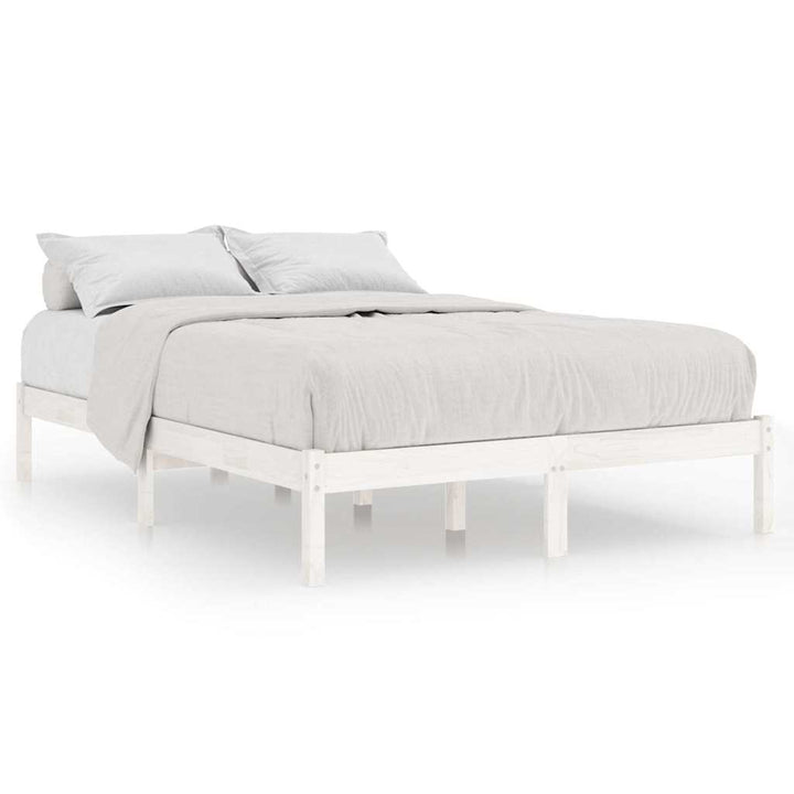 sengeramme 140x200 cm massivt fyrretræ hvid