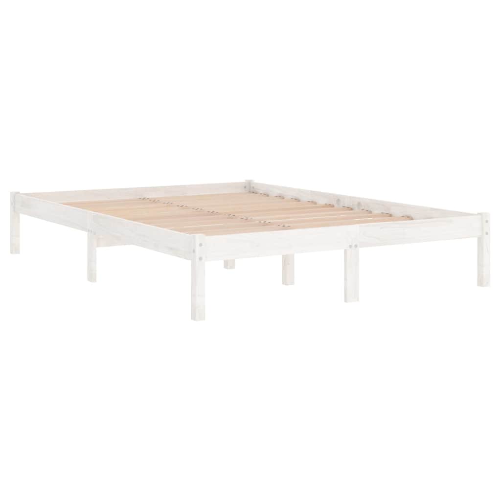sengeramme 140x200 cm massivt fyrretræ hvid