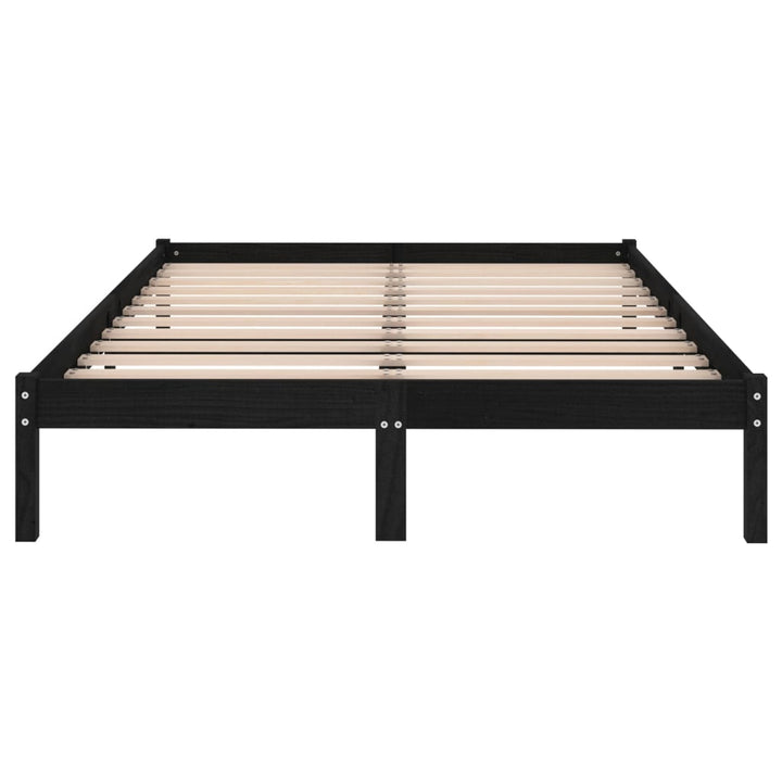 sengeramme 150x200 cm King Size massivt træ sort