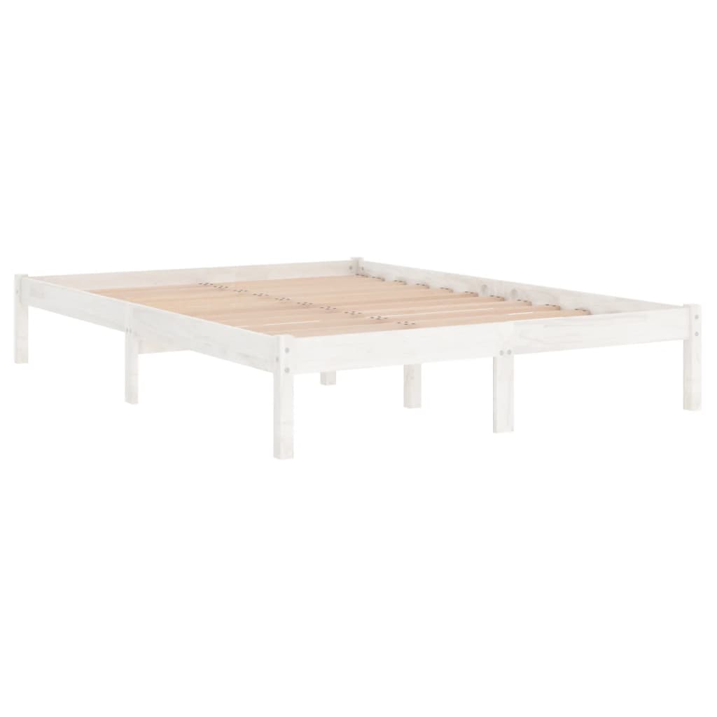 sengeramme 160x200 cm massivt fyrretræ hvid