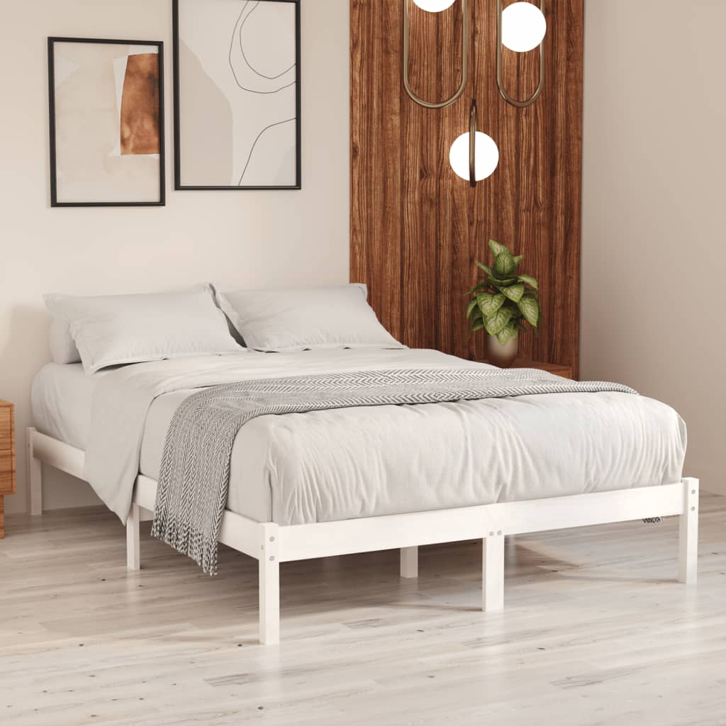 sengeramme 160x200 cm massivt fyrretræ hvid