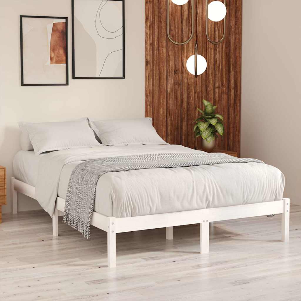 sengeramme 160x200 cm massivt fyrretræ hvid