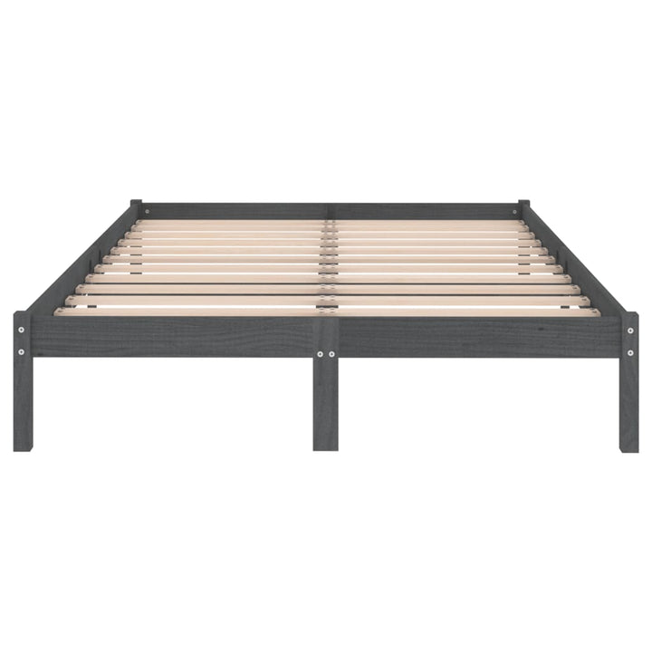 sengeramme 200x200 cm massivt fyrretræ grå