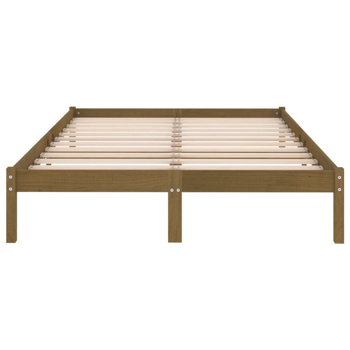 sengeramme 200x200 cm massivt fyrretræ gyldenbrun