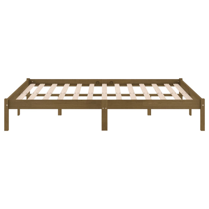 sengeramme 200x200 cm massivt fyrretræ gyldenbrun