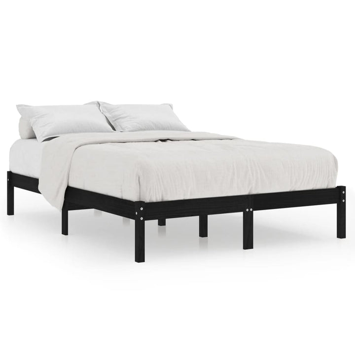 sengeramme 200x200 cm massivt fyrretræ sort
