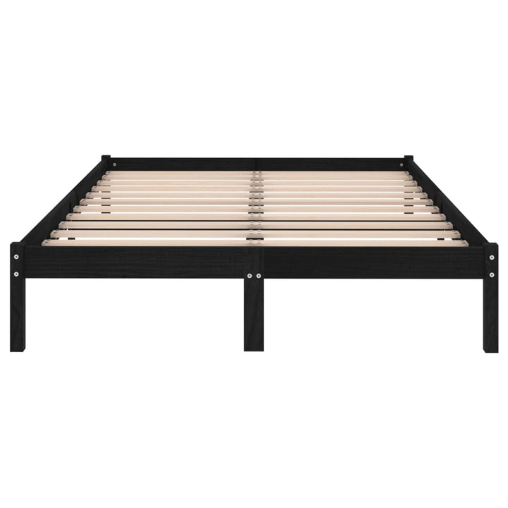 sengeramme 200x200 cm massivt fyrretræ sort