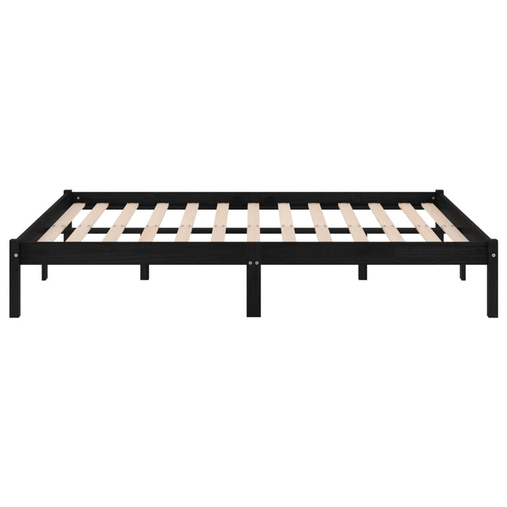 sengeramme 200x200 cm massivt fyrretræ sort