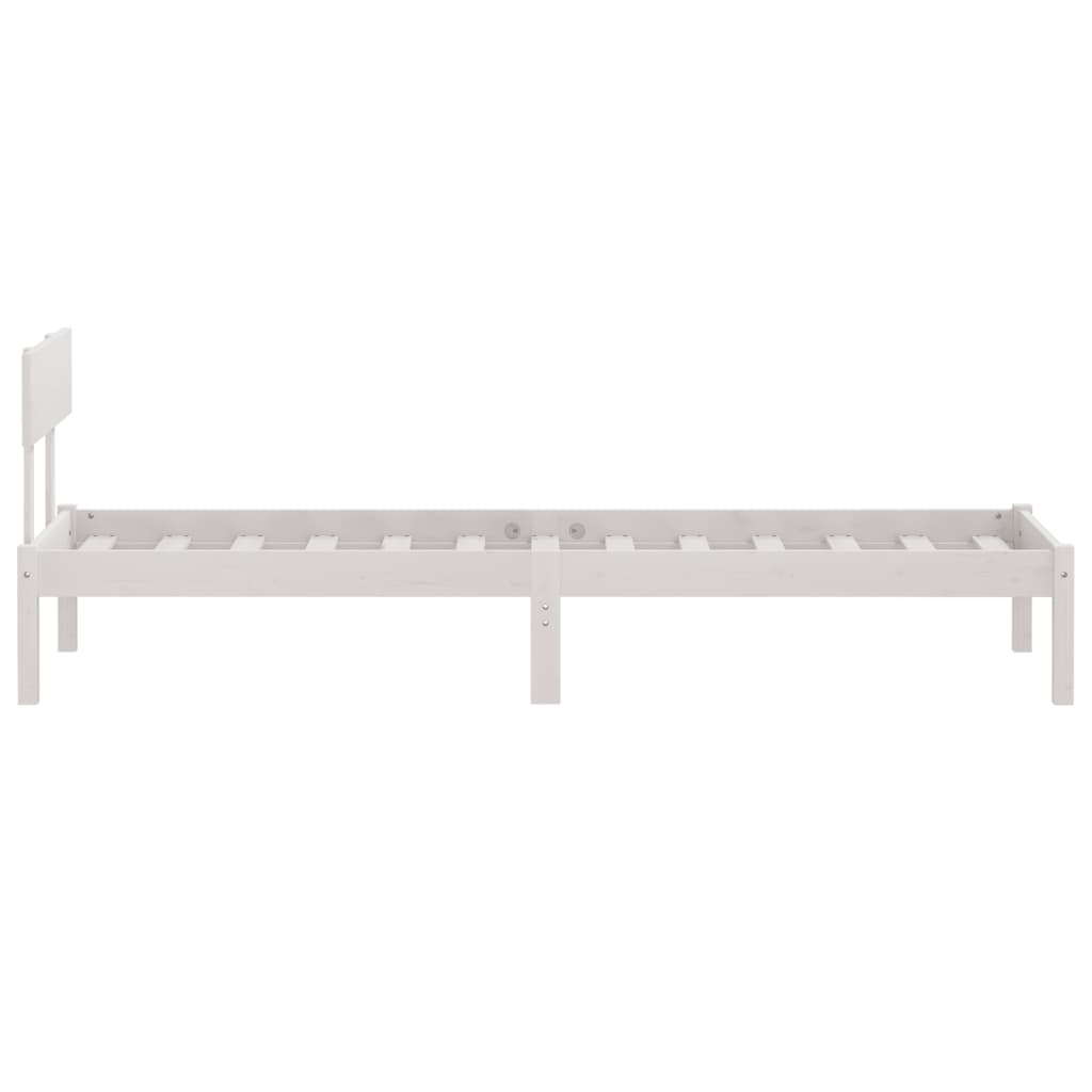 sengeramme 90x190 cm Single massivt fyrretræ hvid