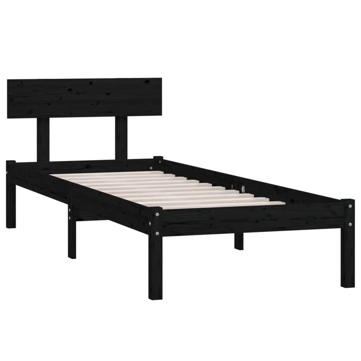 sengestel 90x190 cm Single massivt fyrretræ sort