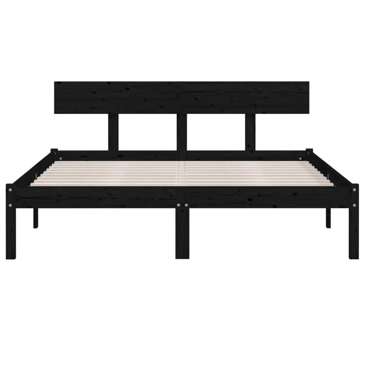 sengeramme 135x190 cm Double massivt fyrretræ sort