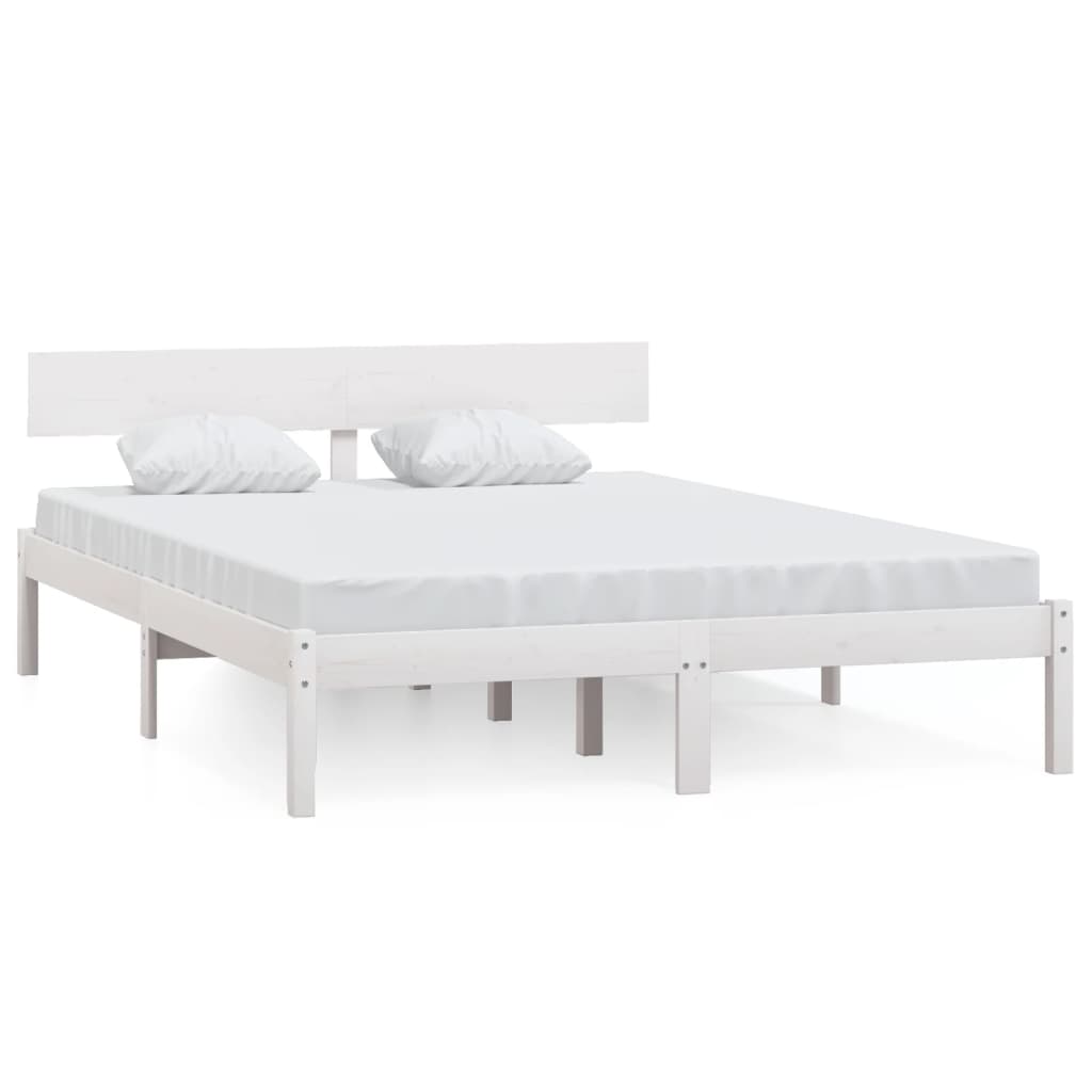 sengeramme 140x190 cm massivt fyrretræ hvid