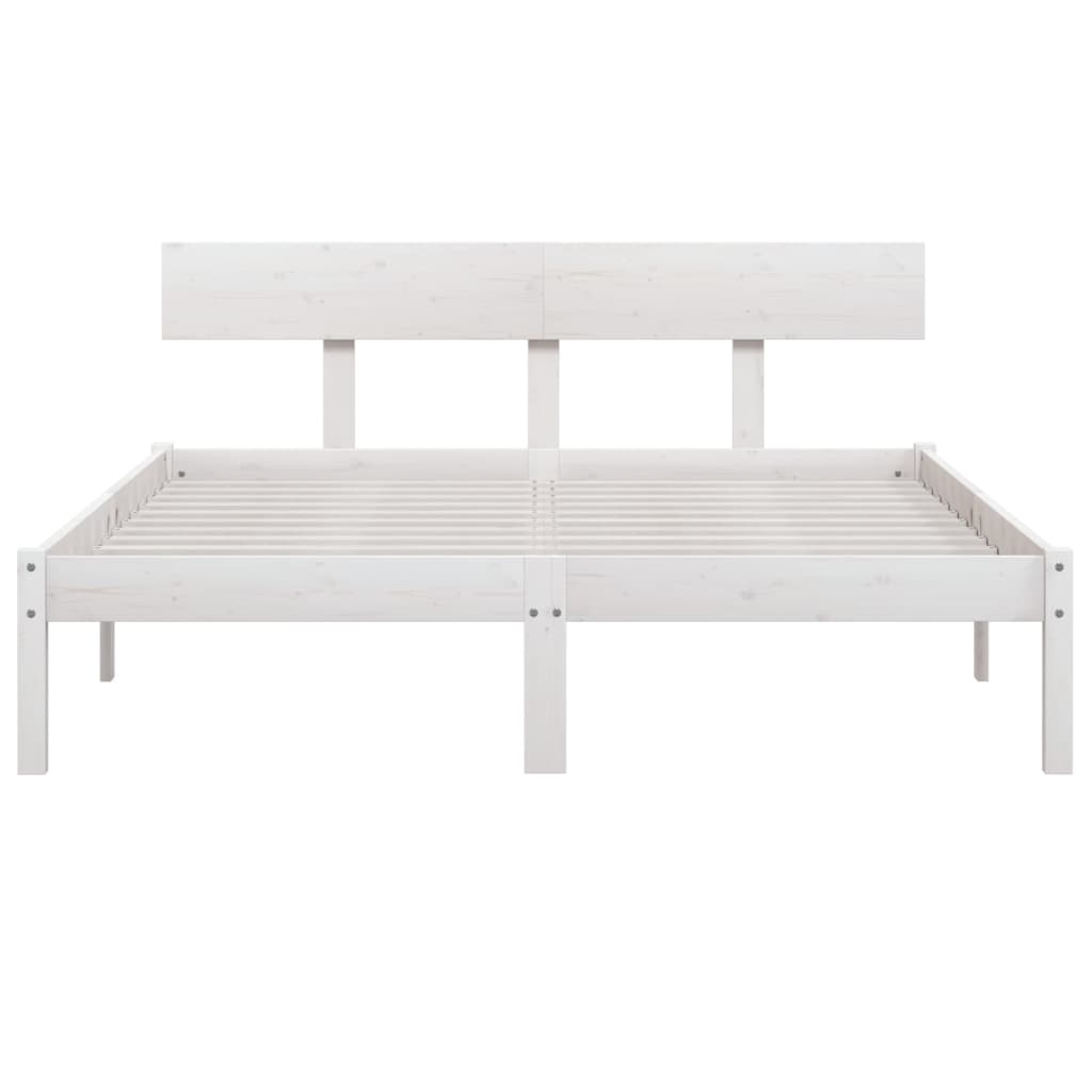 sengeramme 140x190 cm massivt fyrretræ hvid