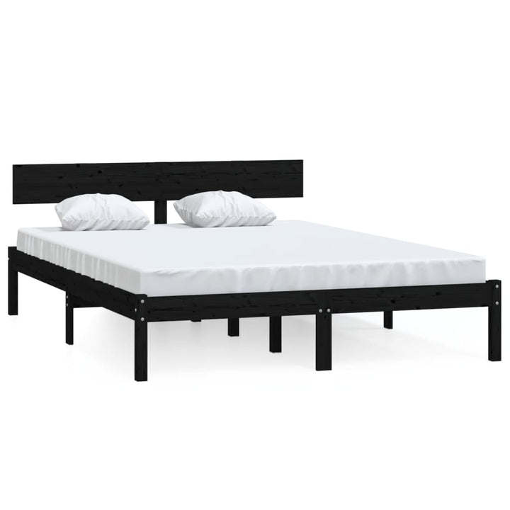 sengeramme 140x190 cm massivt fyrretræ sort