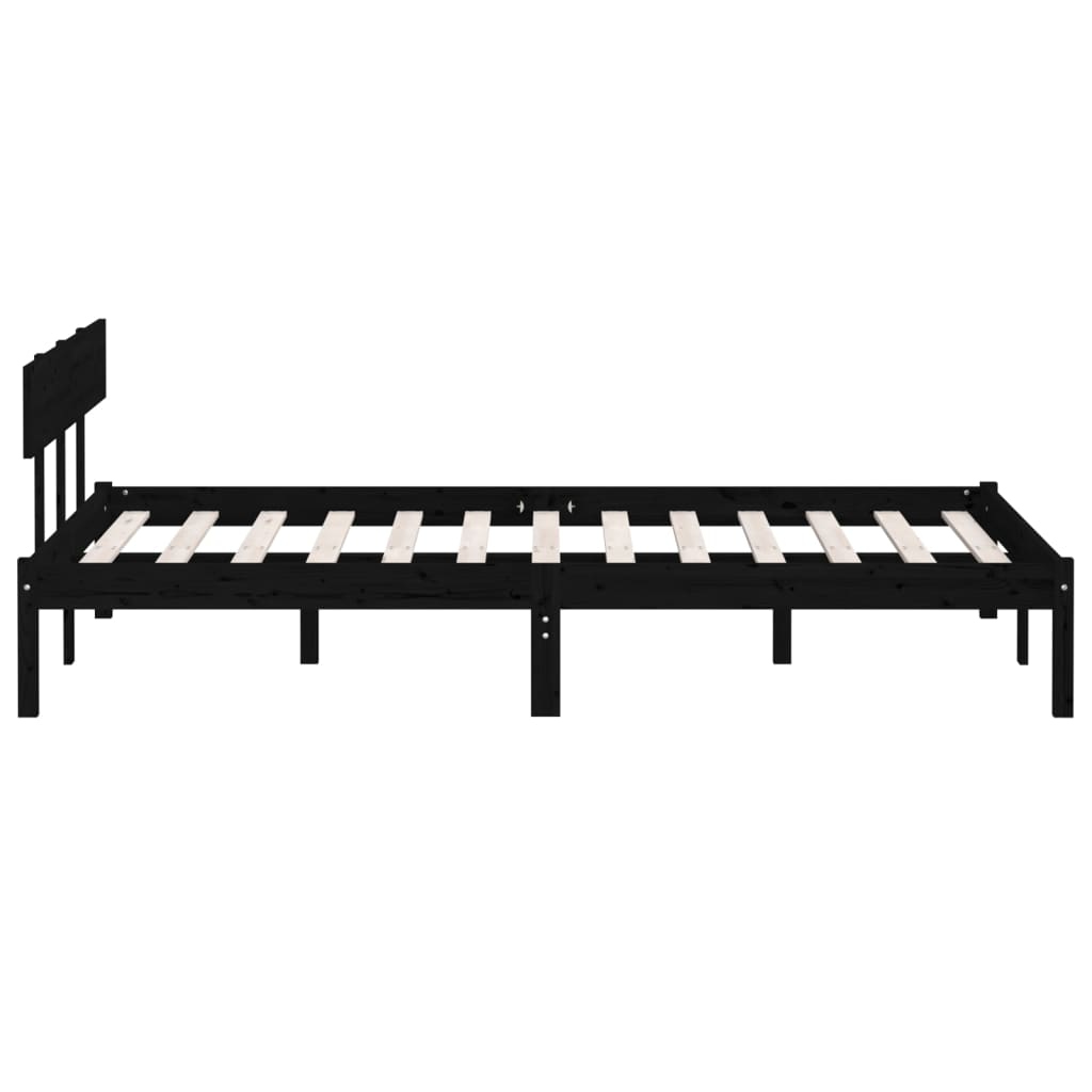 sengeramme 140x190 cm massivt fyrretræ sort