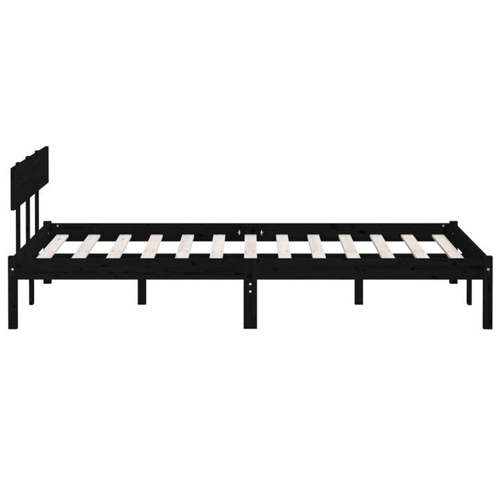 sengeramme 140x190 cm massivt fyrretræ sort