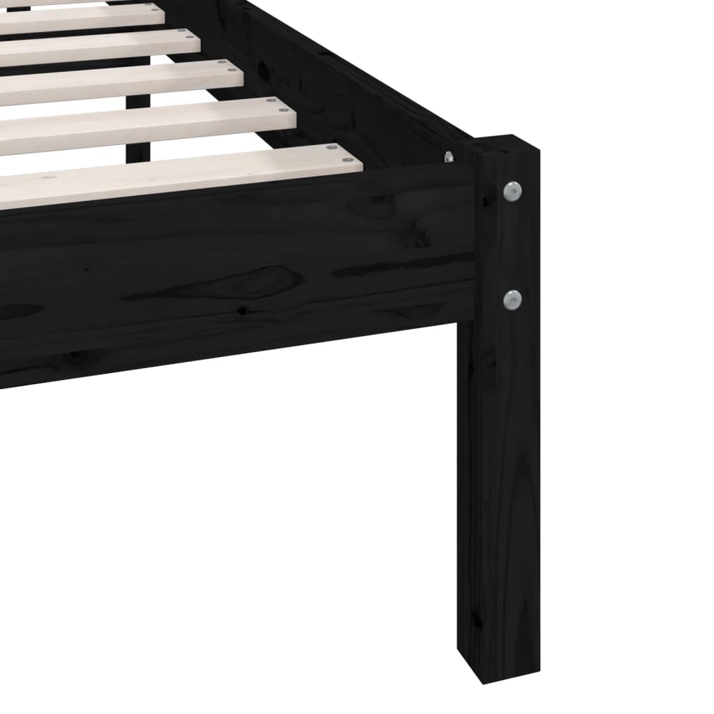sengestel 90x200 cm massivt fyrretræ sort