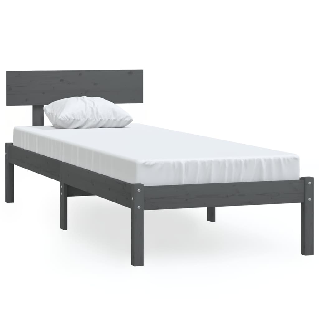 sengestel 100x200 cm massivt fyrretræ grå