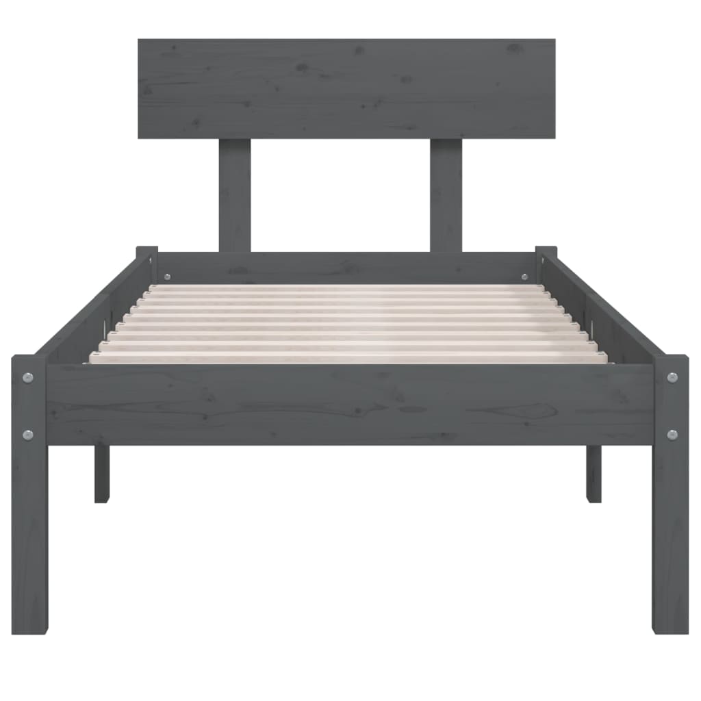sengestel 100x200 cm massivt fyrretræ grå