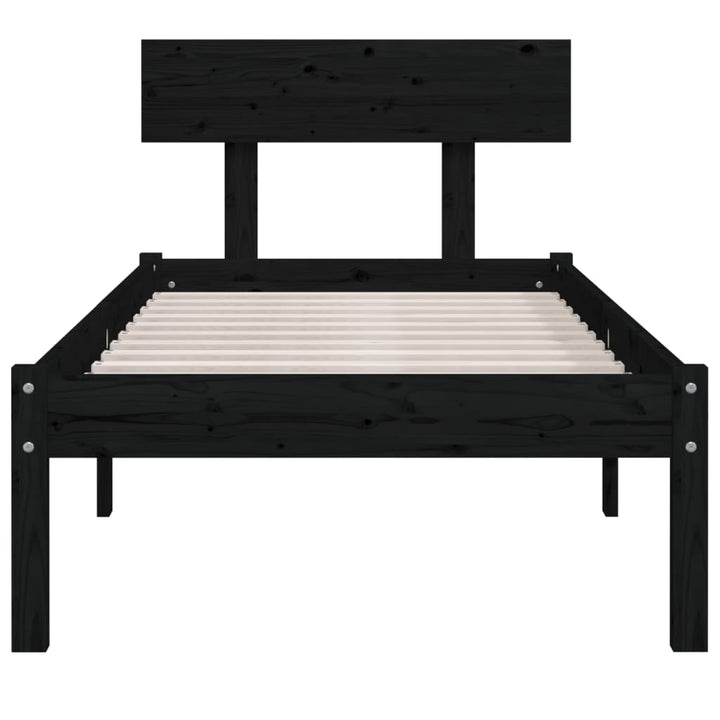 sengeramme 100x200 cm massivt fyrretræ sort