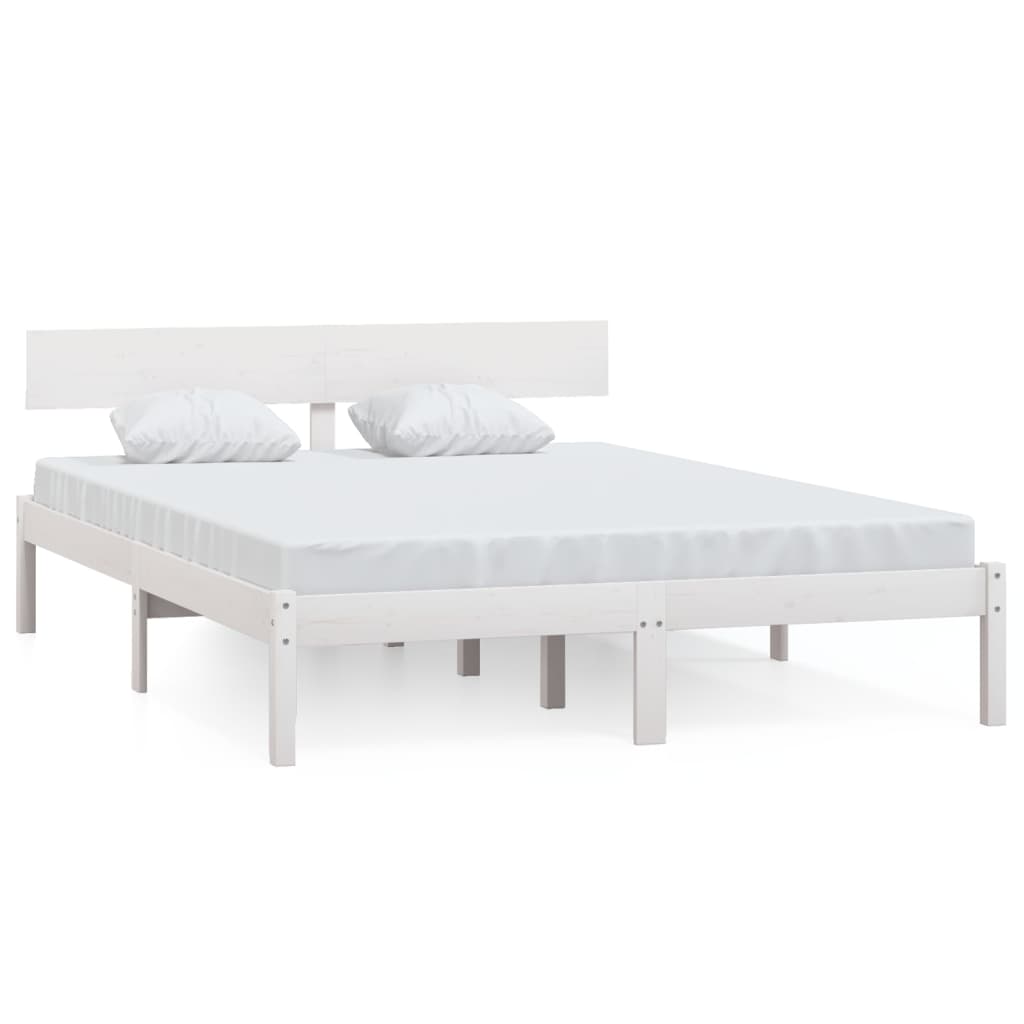 sengeramme 120x200 cm massivt fyrretræ hvid