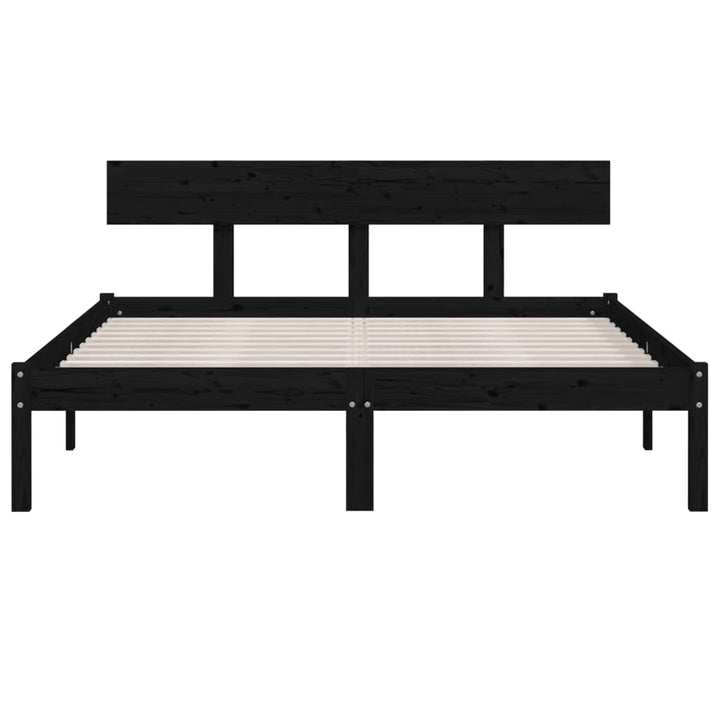 sengeramme 120x200 cm massivt fyrretræ sort
