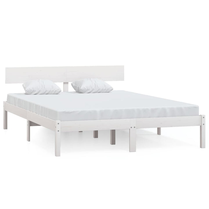 sengeramme 140x200 cm massivt fyrretræ hvid