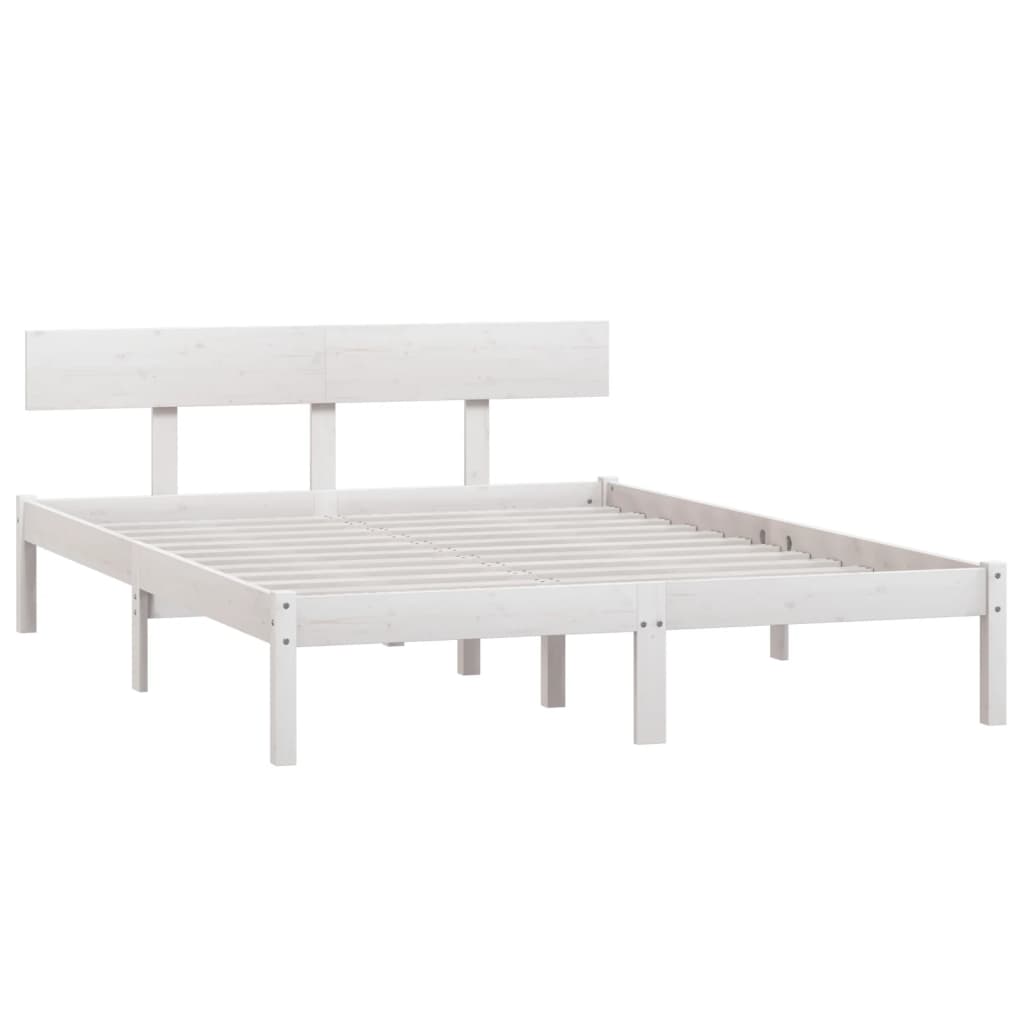 sengeramme 140x200 cm massivt fyrretræ hvid