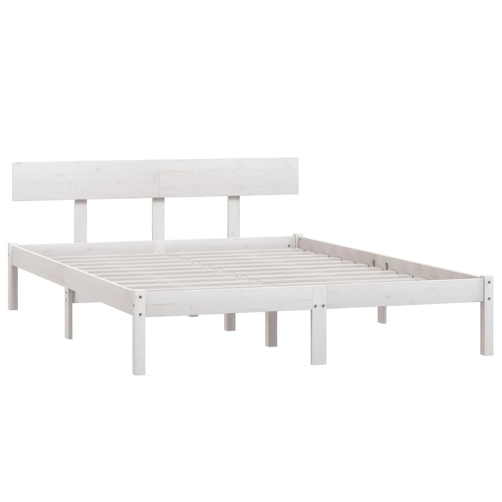 sengeramme 140x200 cm massivt fyrretræ hvid