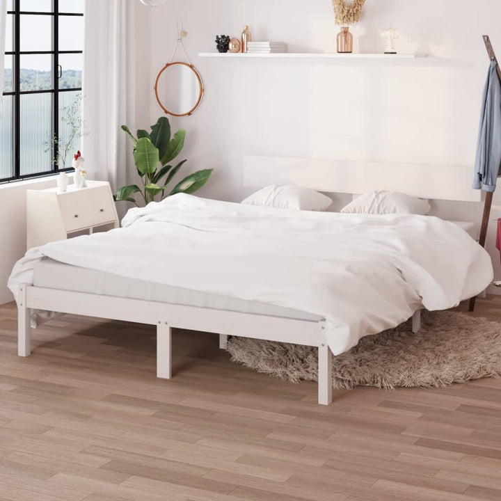 sengeramme 140x200 cm massivt fyrretræ hvid