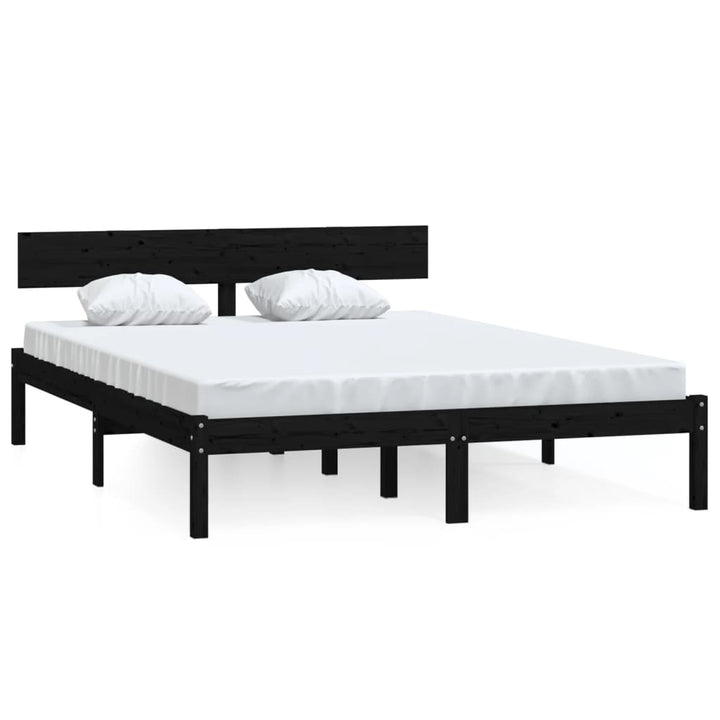 sengeramme 150x200 cm King Size massivt fyrretræ sort