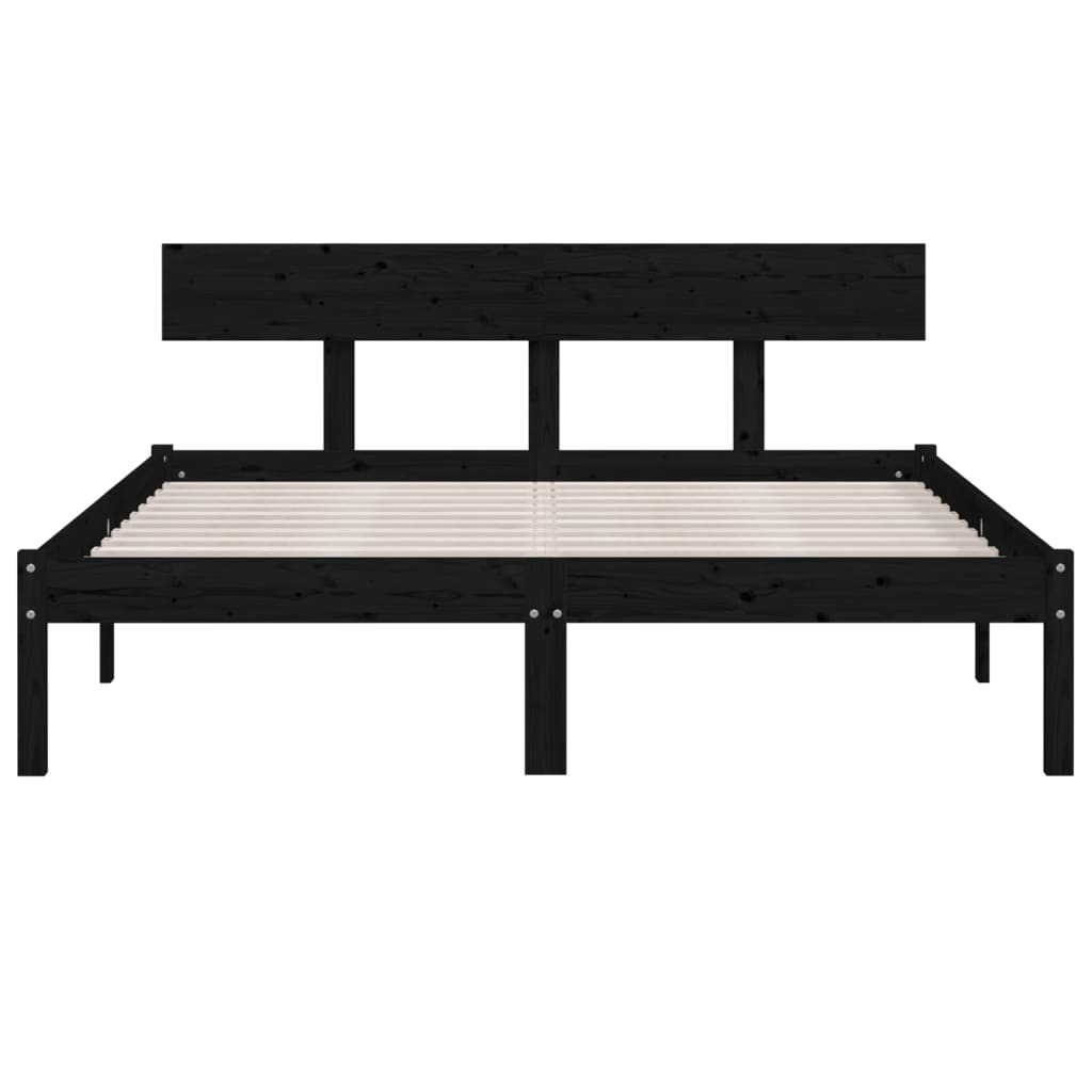 sengeramme 150x200 cm King Size massivt fyrretræ sort