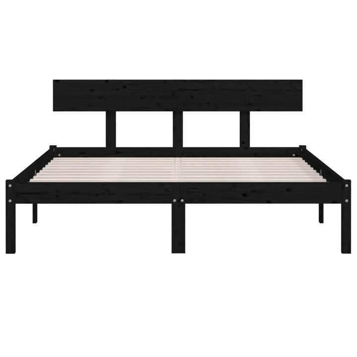 sengeramme 150x200 cm King Size massivt fyrretræ sort