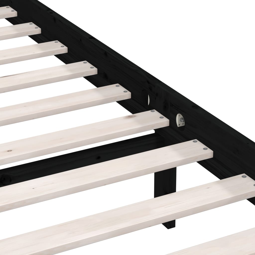sengeramme 150x200 cm King Size massivt fyrretræ sort