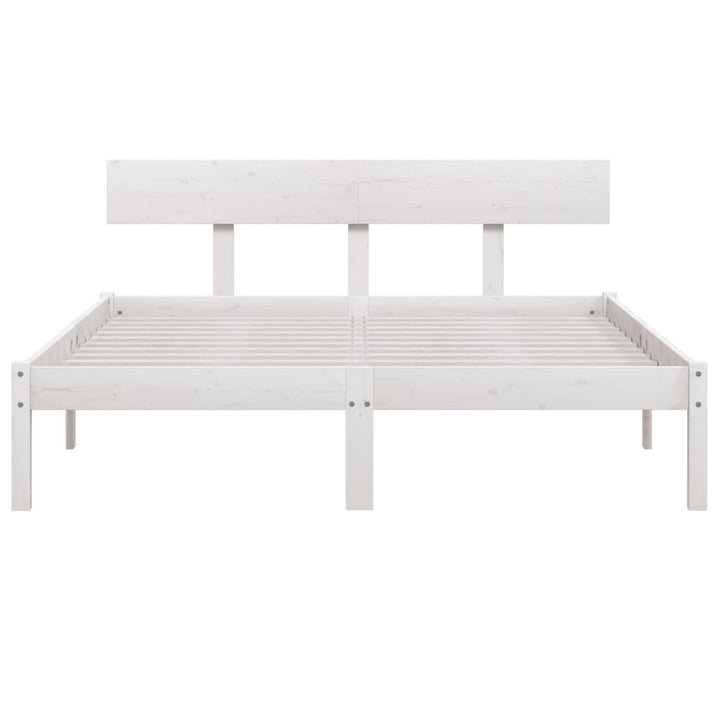sengeramme 160x200 cm massivt fyrretræ hvid