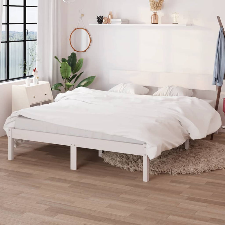 sengeramme 160x200 cm massivt fyrretræ hvid