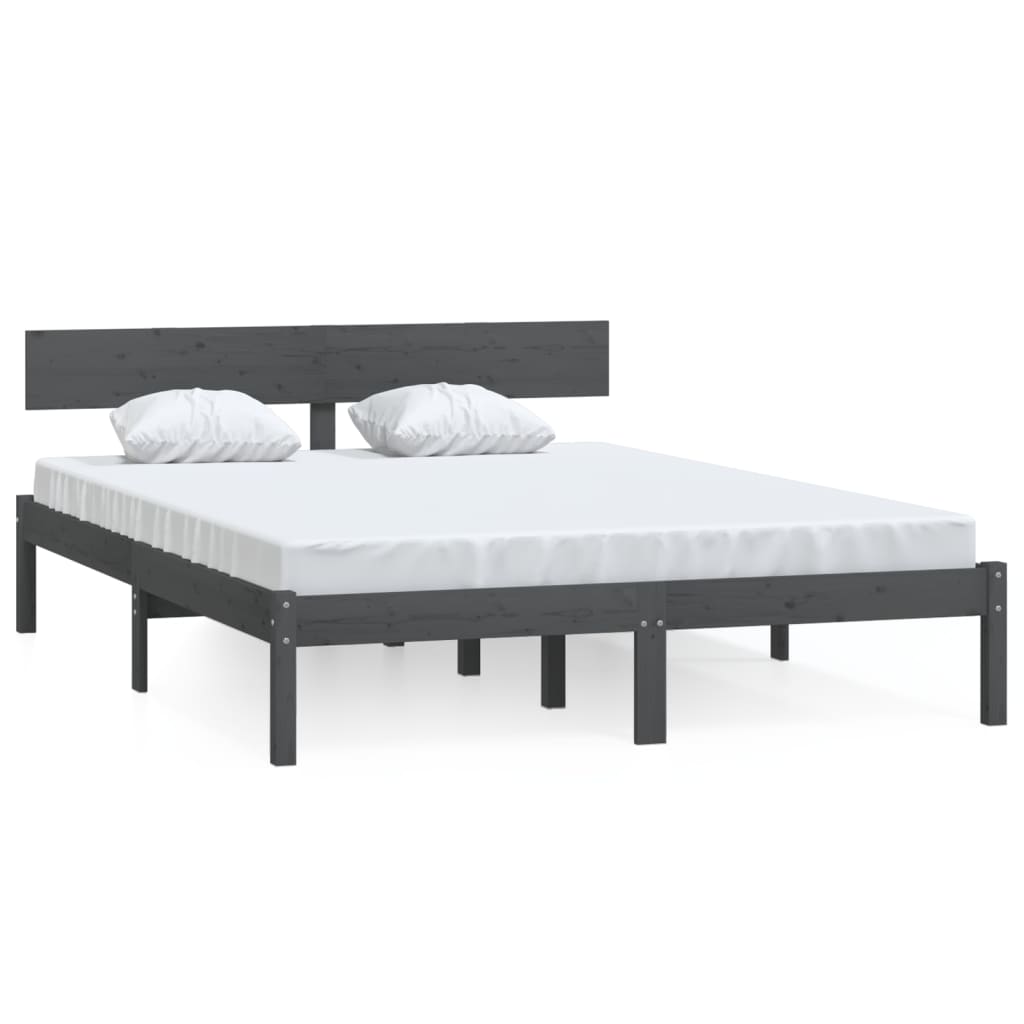 sengeramme 200x200 cm massivt fyrretræ grå