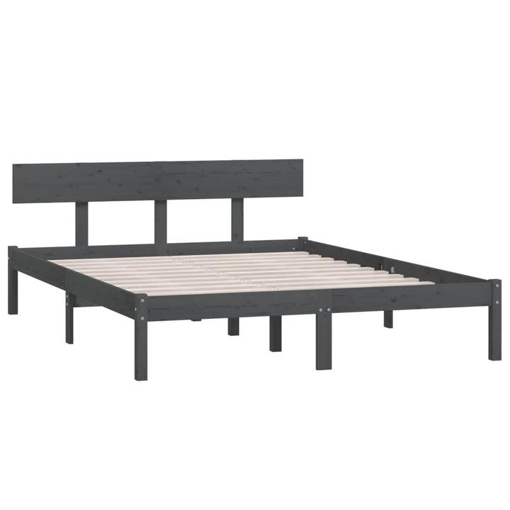 sengeramme 200x200 cm massivt fyrretræ grå