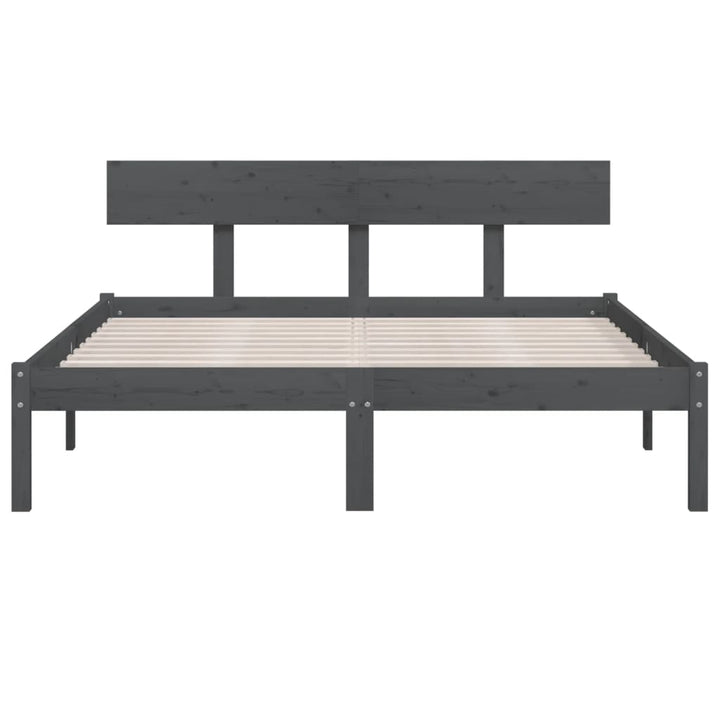 sengeramme 200x200 cm massivt fyrretræ grå
