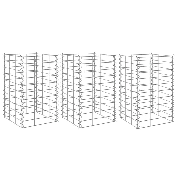 gabion-højbede 3 stk. 30x30x50 cm jern