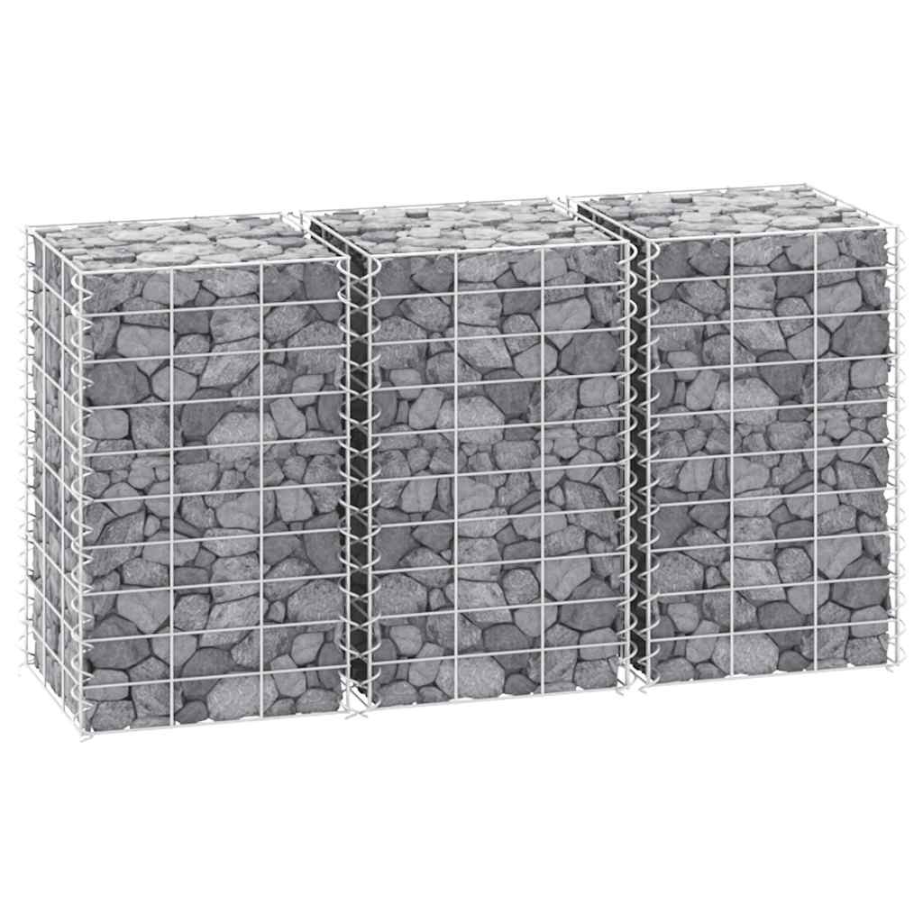 gabion-højbede 3 stk. 30x30x50 cm jern